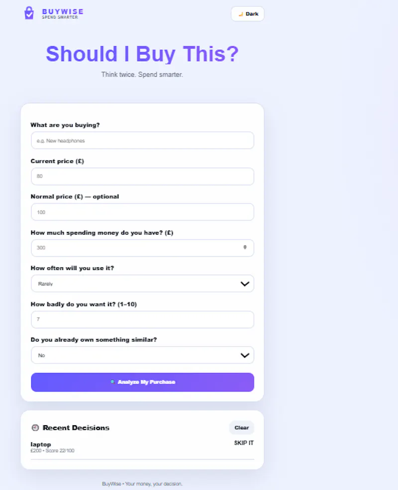 BuyWise — Spend Smarter  screenshot 1