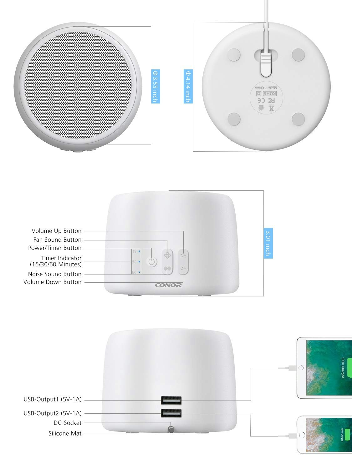 Conor 24 Sounds Machine with 2 USB Ports gallery image