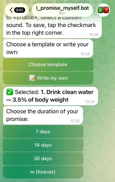 Promise Myself Telegram Bot gallery image
