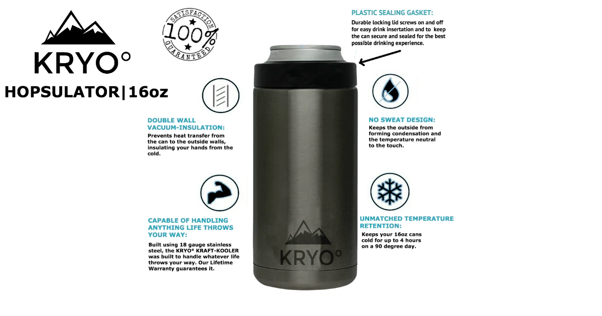 KRYO° HOPSULATOR™|16oz Vacuum-Insulated Can Cooler