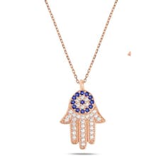 Bright Hamsa and Eye necklace gallery image