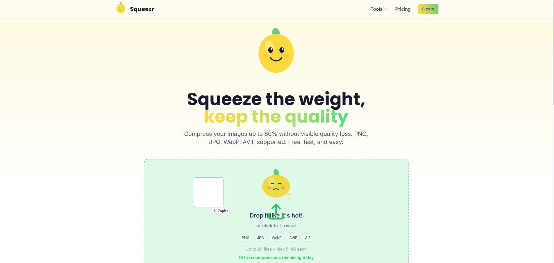 Squeezr - Main product screenshot demonstrating key features and user interface