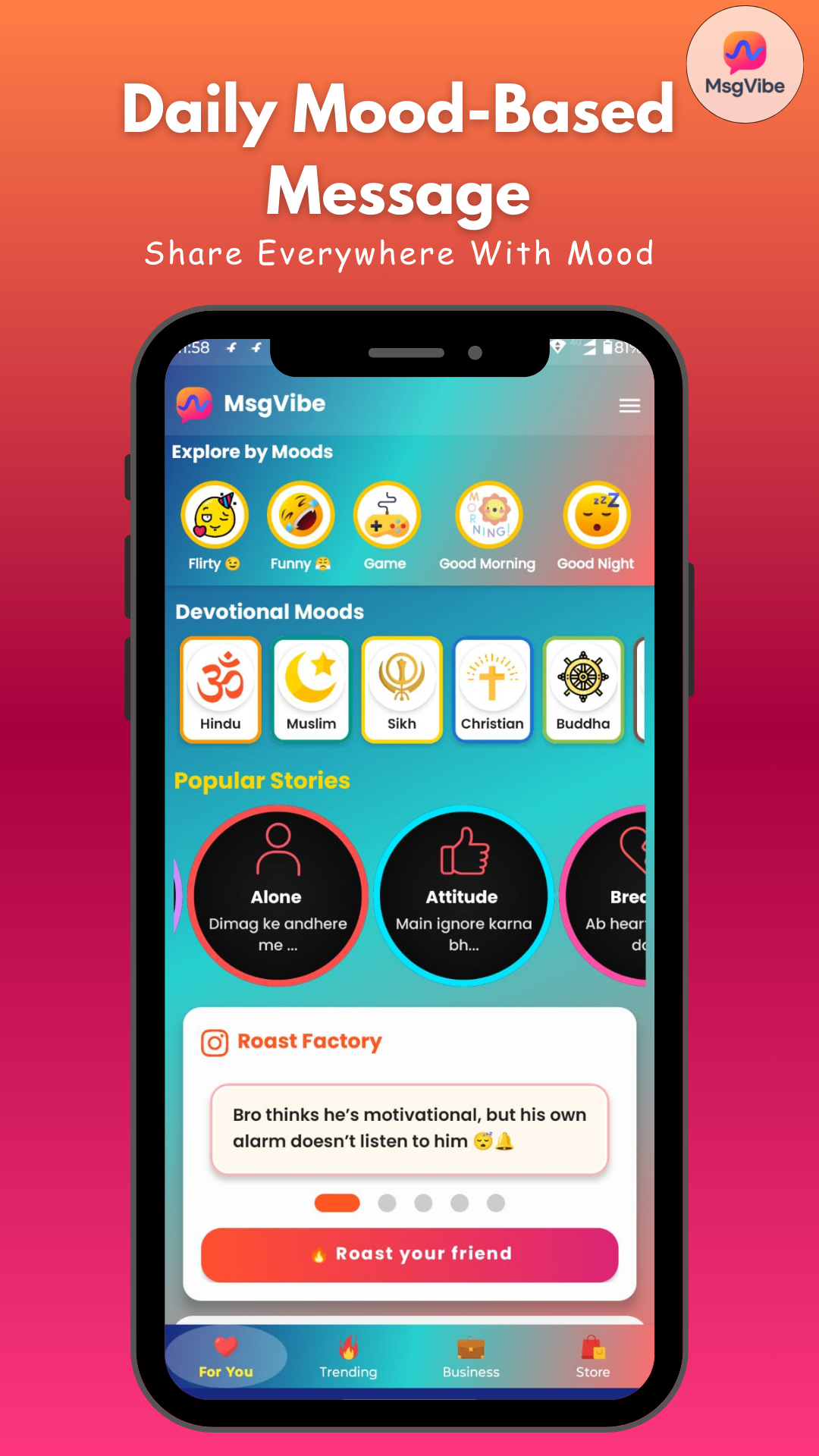 MsgVibe 1-tap personalized GenZ vibes gallery image