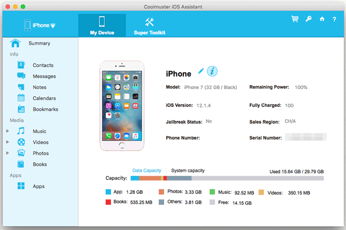 Coolmuster iOS Assistant for Mac - Screenshot 3 showing product features and functionality