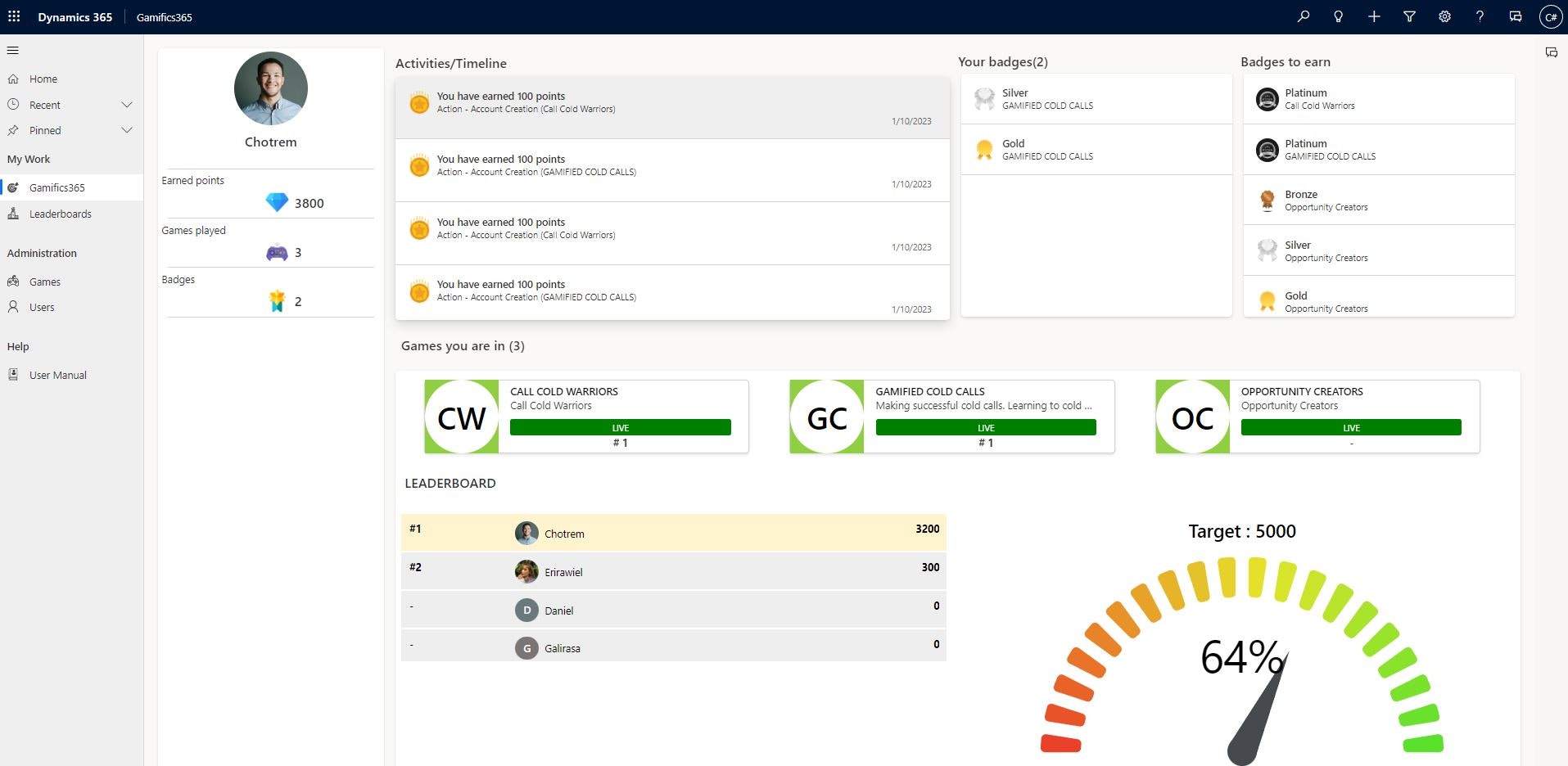 Gamifics365 - 역학을위한 게임 화 365 CRM 사용자 - Gamifics365 미디어 1