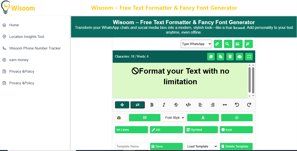 Wisoom Text Formatte... logo