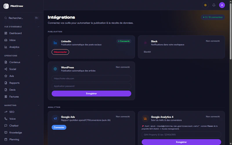 Agents IA autonomes pour PME — PilotCrew screenshot 6