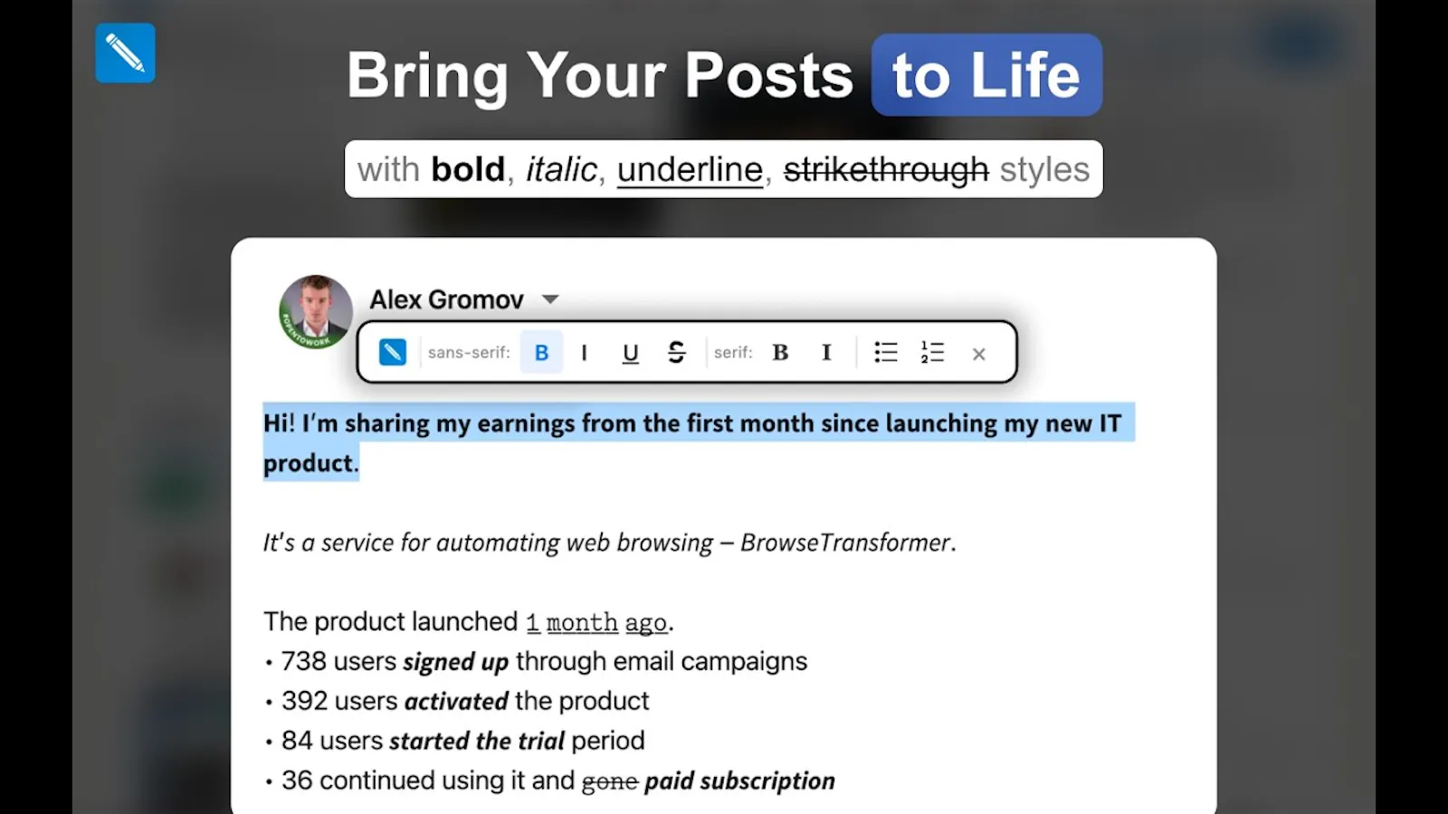 LinkedIn Formatter screenshot 1 (video preview)