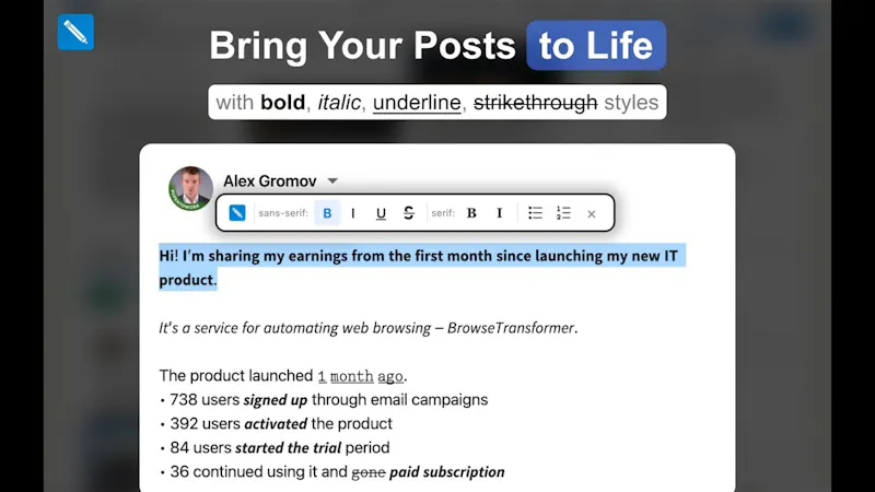 LinkedIn Formatter screenshot 1 (video preview)