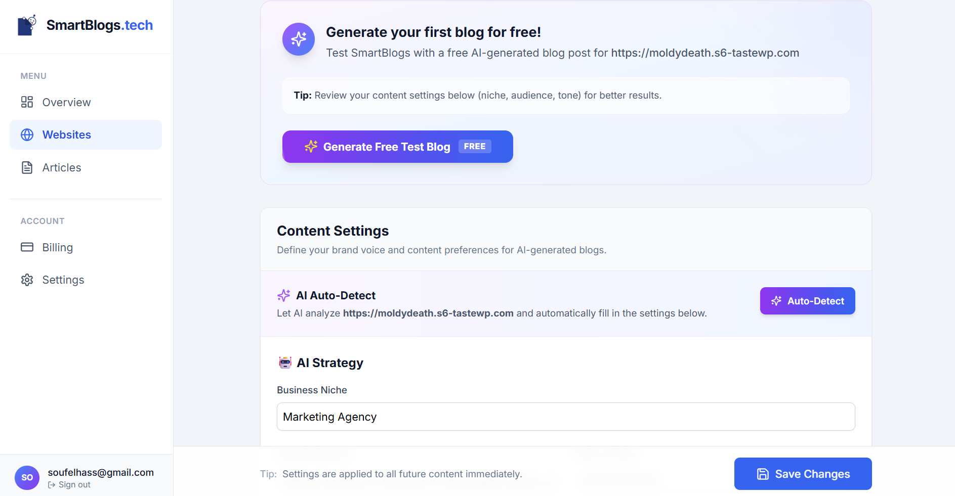SmartBlogs - Screenshot 3 showing product features and functionality