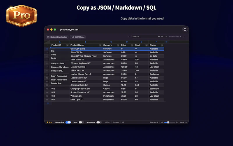 GlassCSV screenshot 9