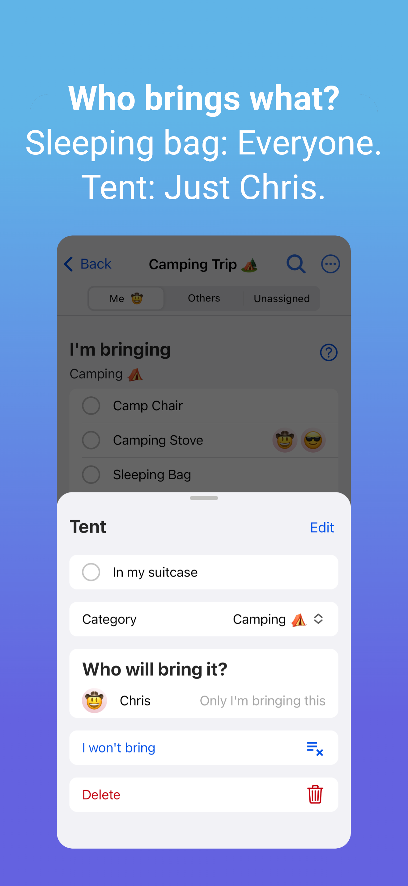 PackParty: Group Packing List - Screenshot 4 showing product features and functionality