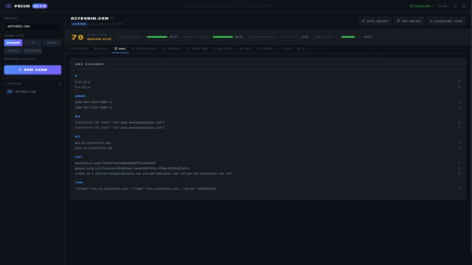 Prism - All-in-one OSINT platform screenshot 6
