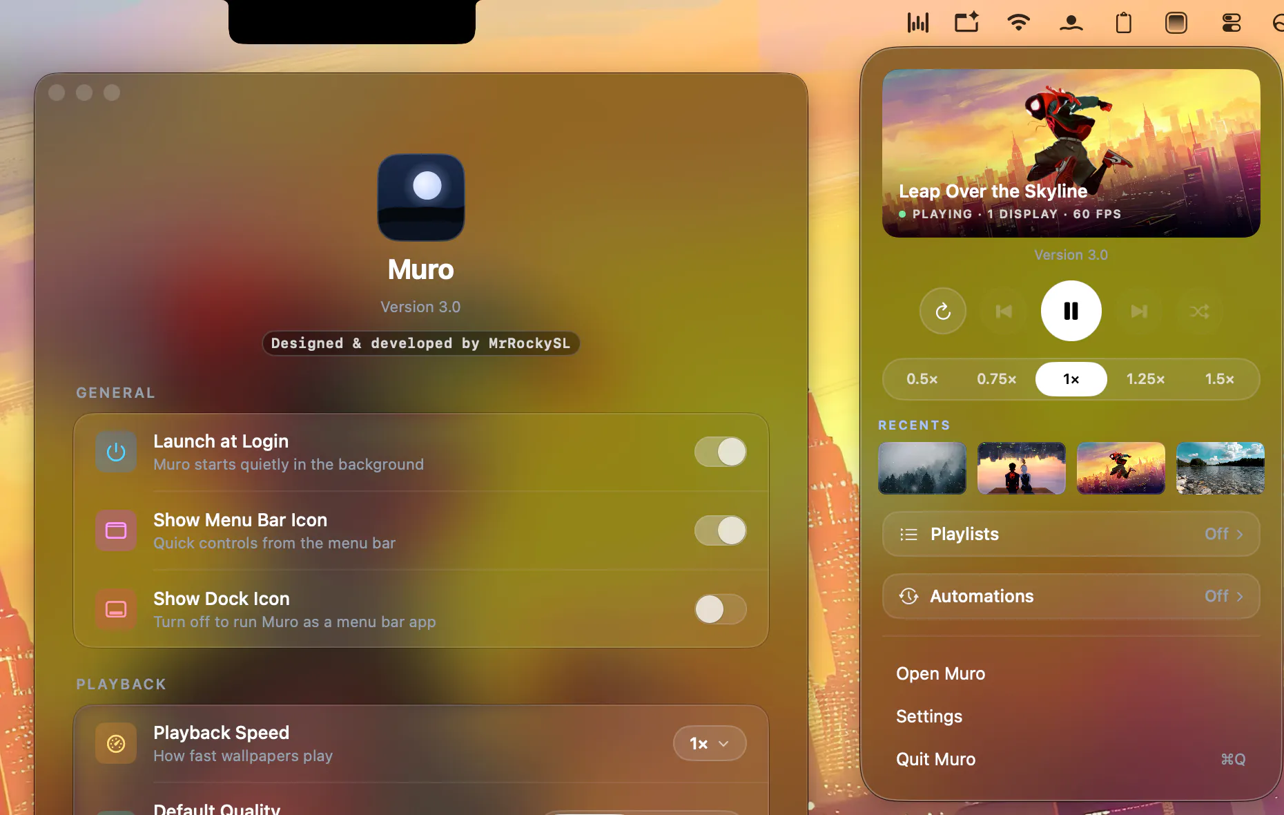 Muro : Native Live Wallpapers for macOS screenshot