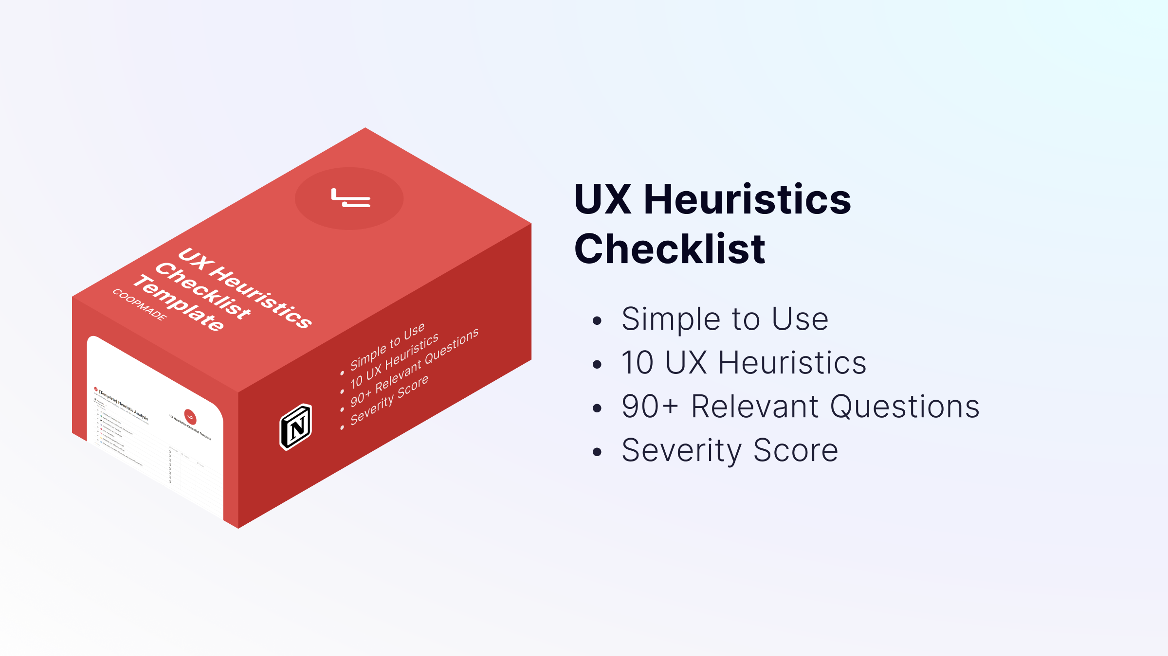 وسائط قائمة مراجعة الاستدلال UX - قالب فكرة مع 90 سؤال UX 1