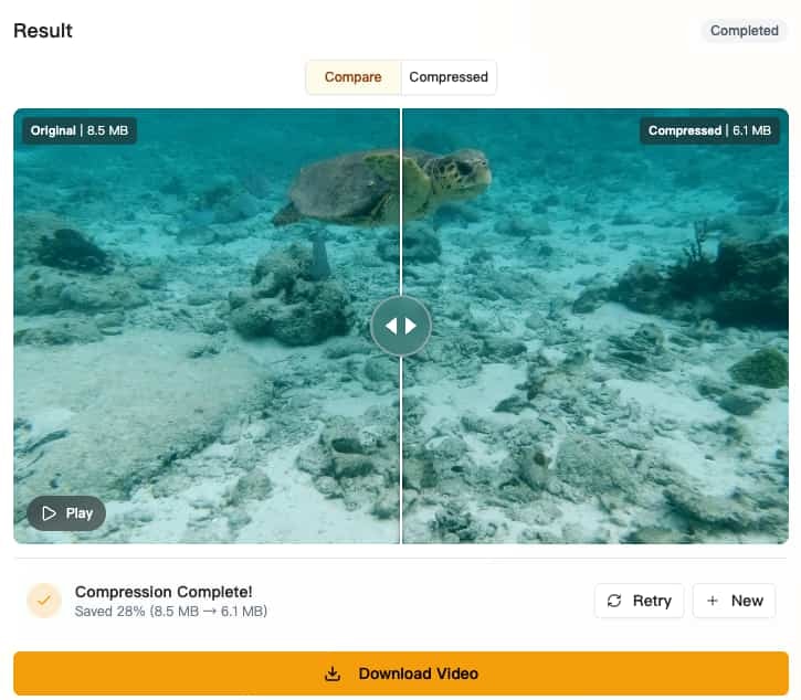 Video Compressor - Screenshot 4 showing product features and functionality