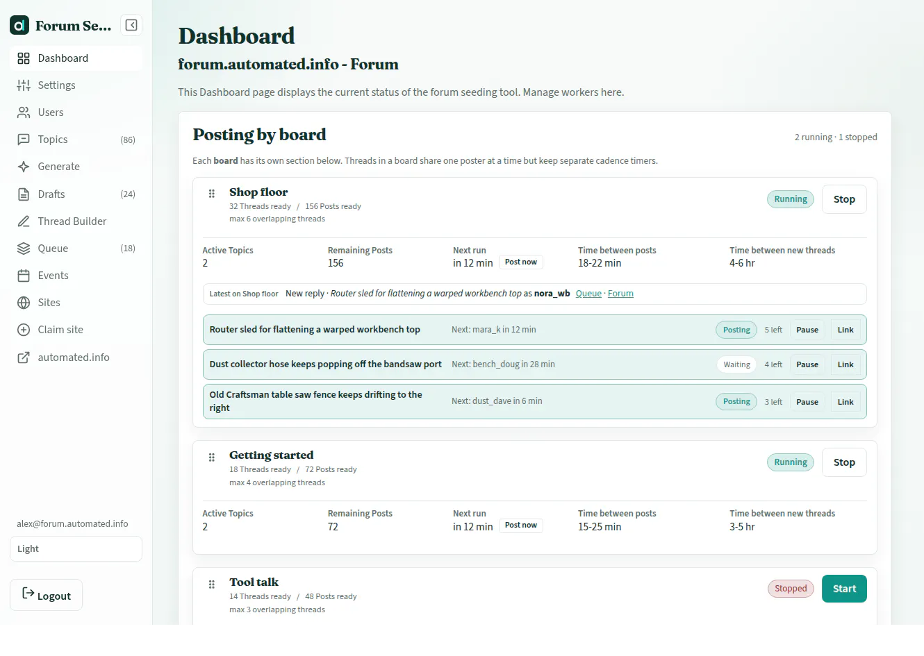 Forum Seeder screenshot
