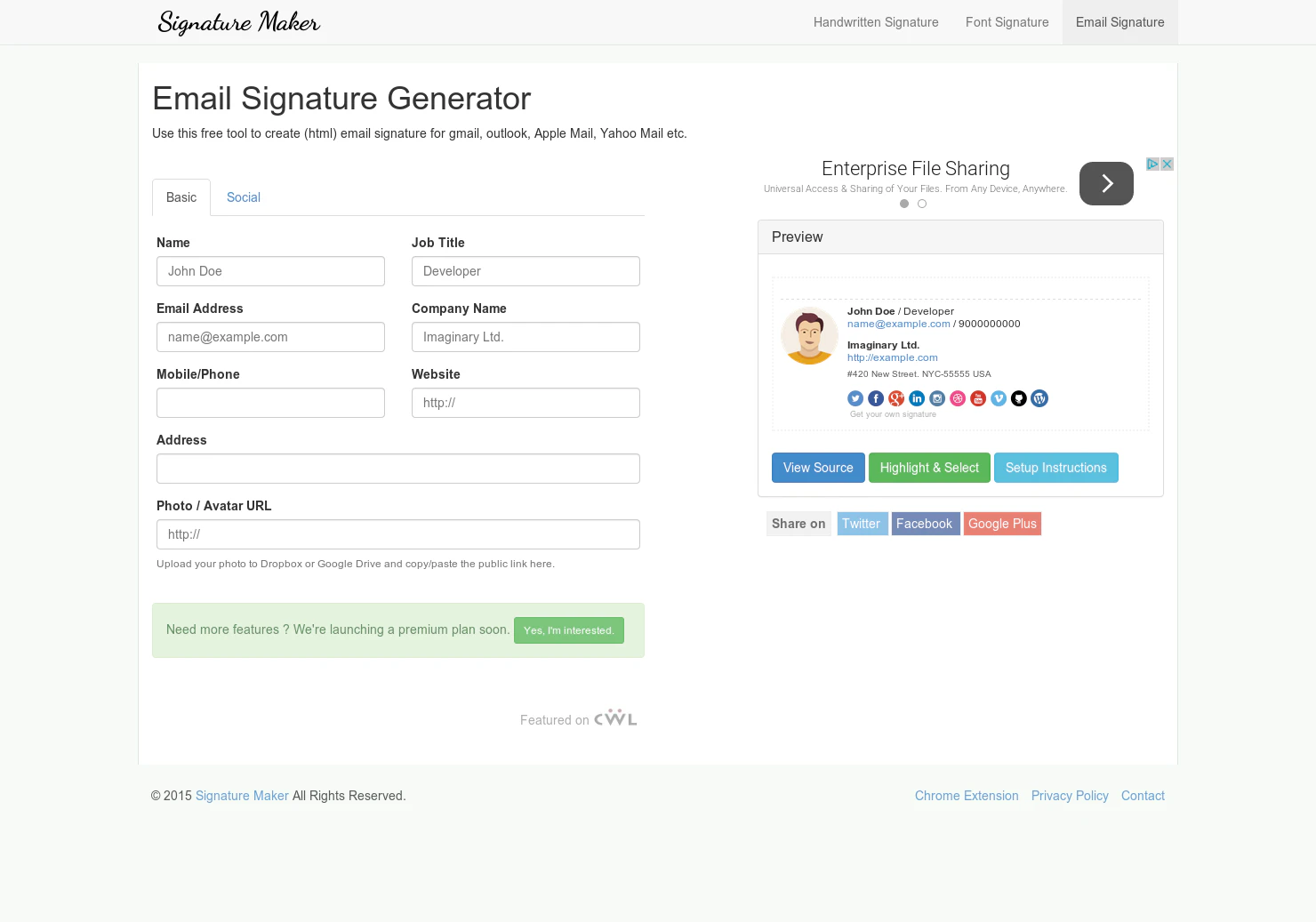 Email Signature Generator