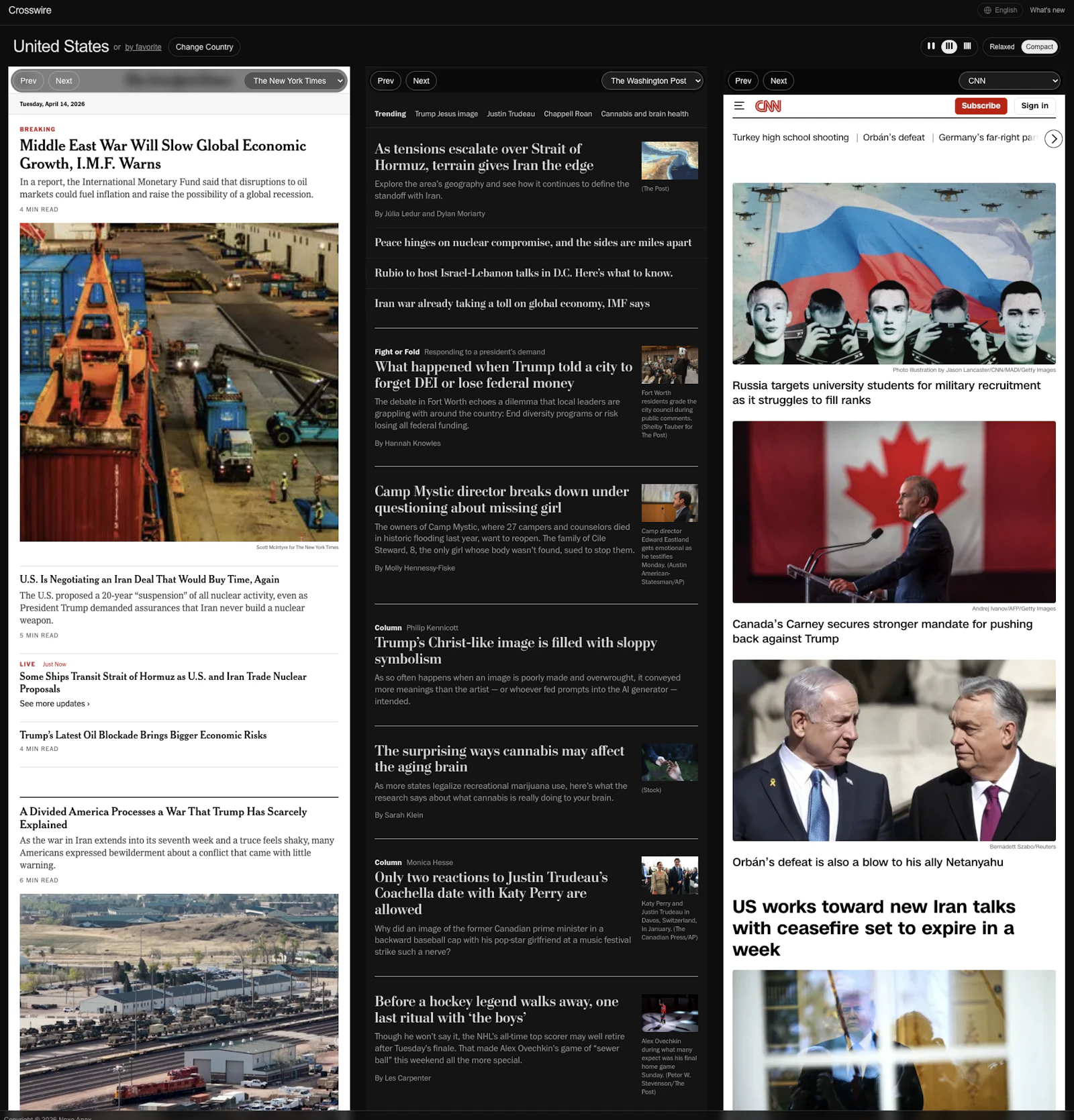 Crosswire — Compare Headlines by Country screenshot 2