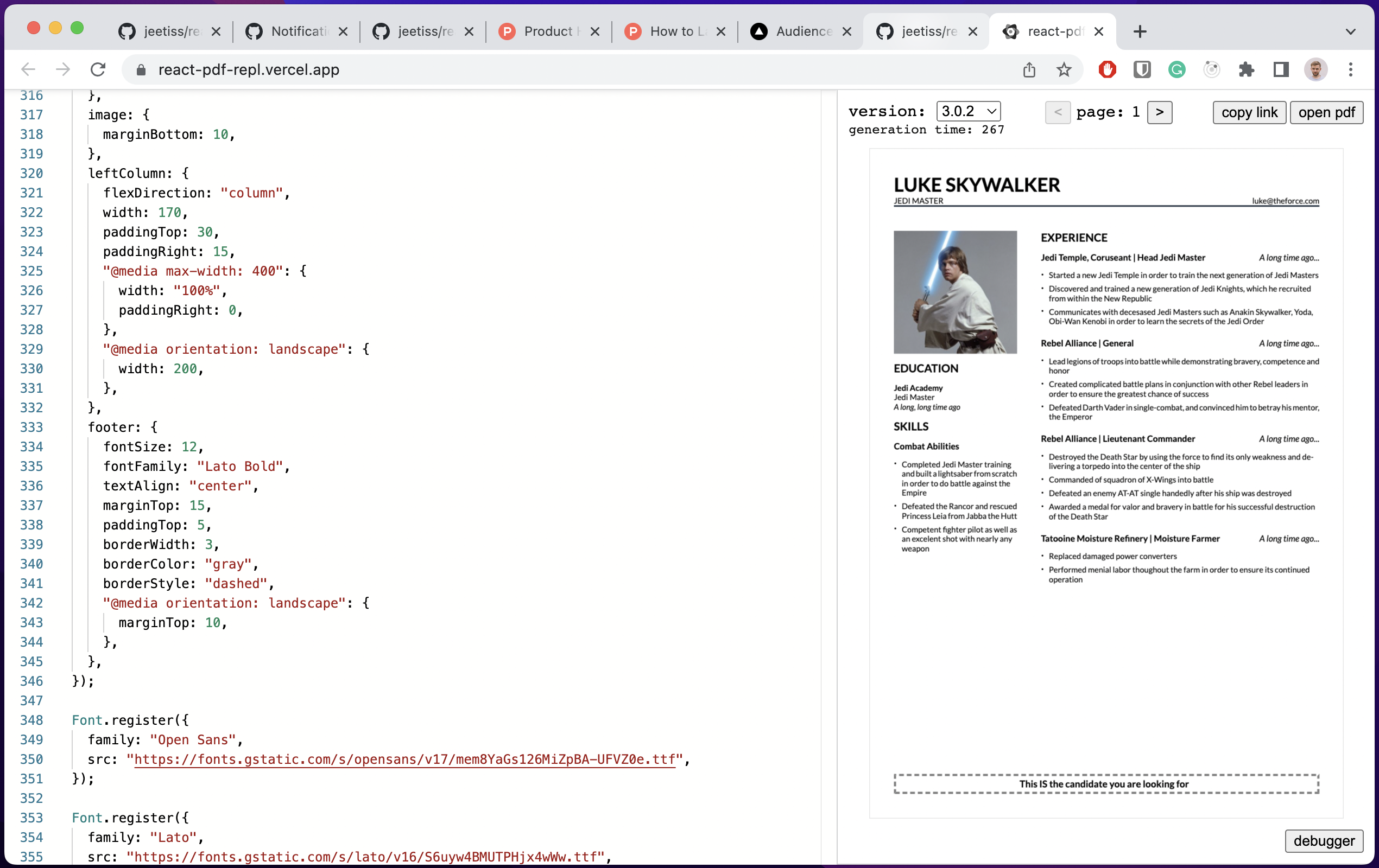 React-PDF-REPL - `@React-PDF/Renderer 'için Rep ve Etkileşimli Hata Ayıklayıcı medya 1