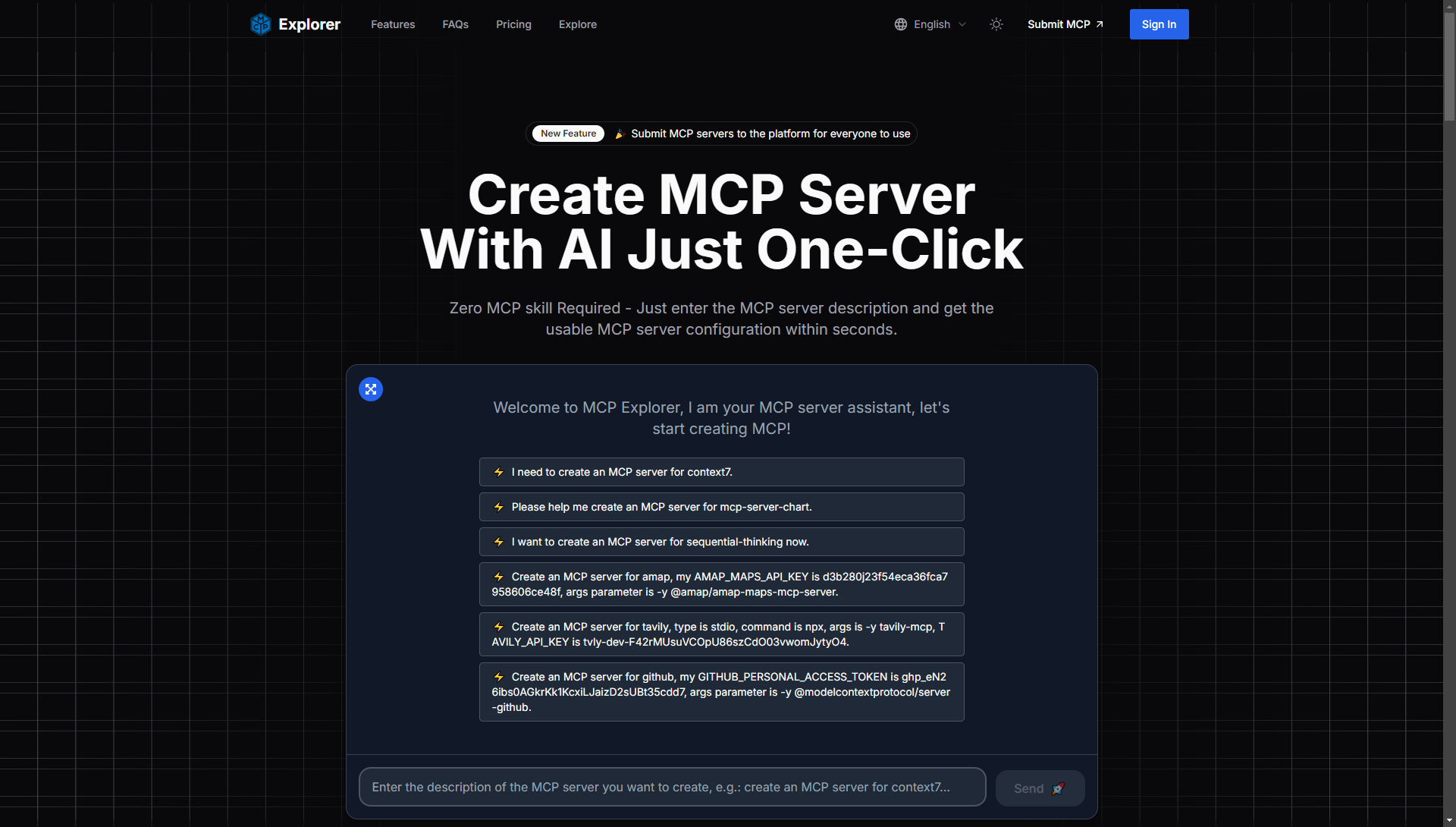 MCP Explorer - 🚀 Crea server MCP con AI solo un clic. media 1