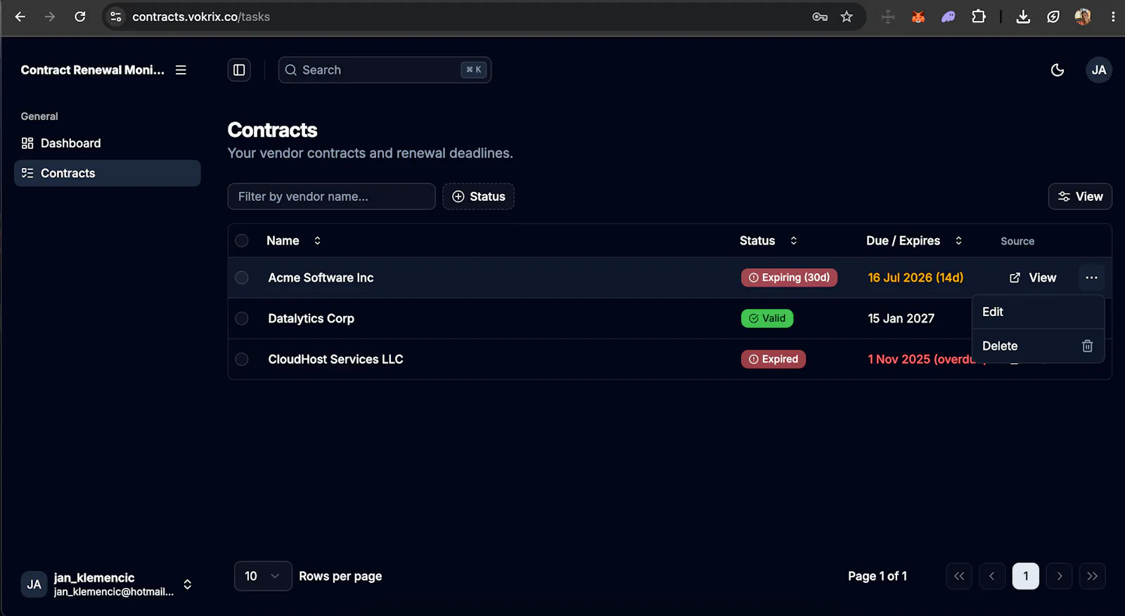 Contract Renewal Monitor screenshot 1