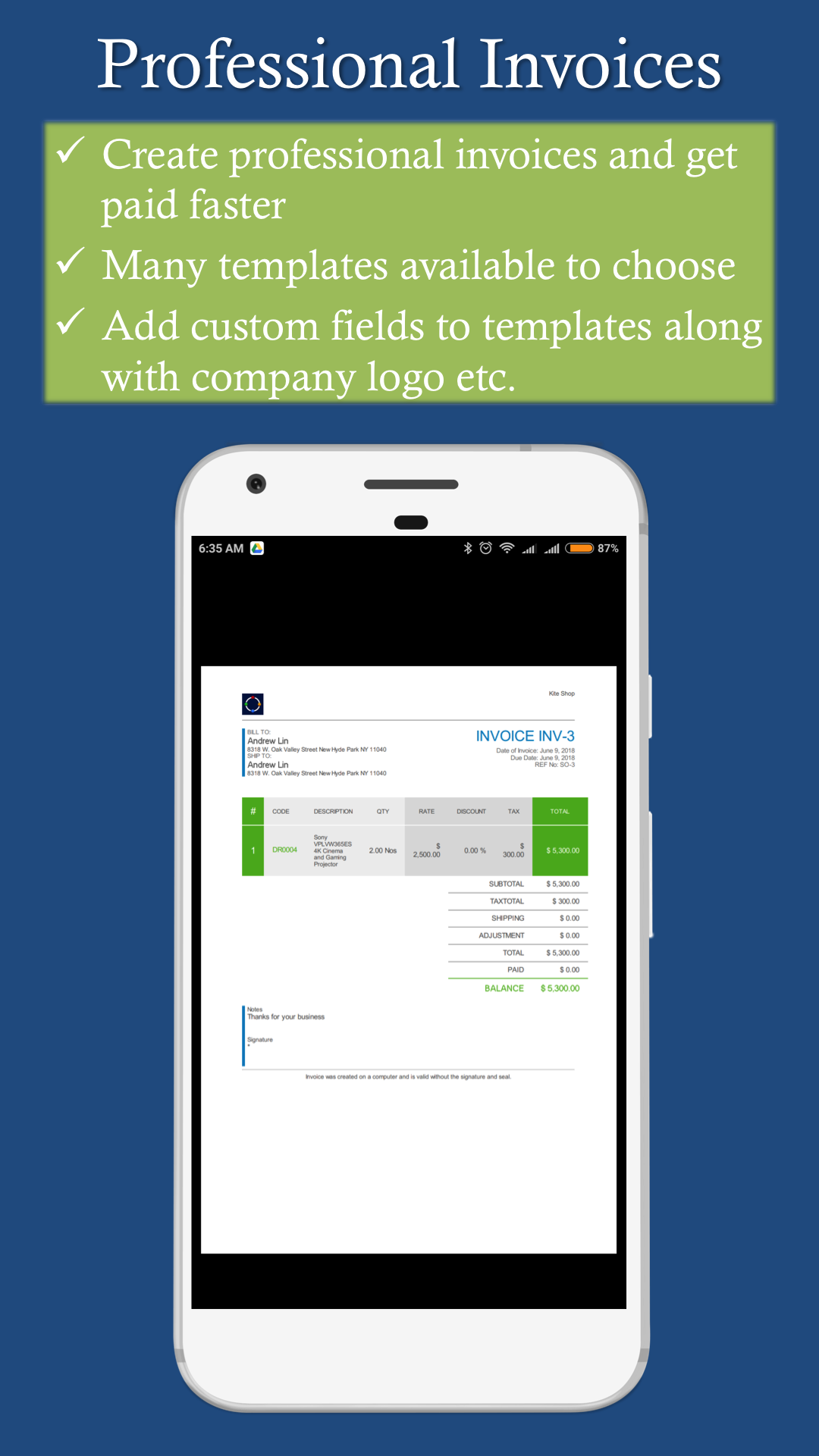 Kite Books : Invoice, Inventory and Accounting App gallery image