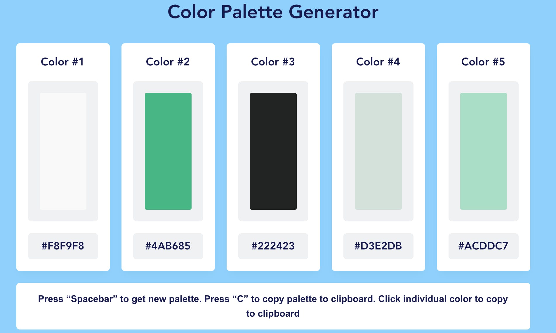 Color Palette Generator Generate A Random Color Palette By