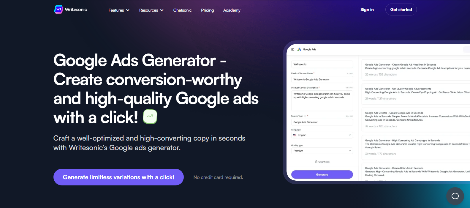 Google Ads Generator от Adsonic - AI Google Ad Copy Generator медиа 1