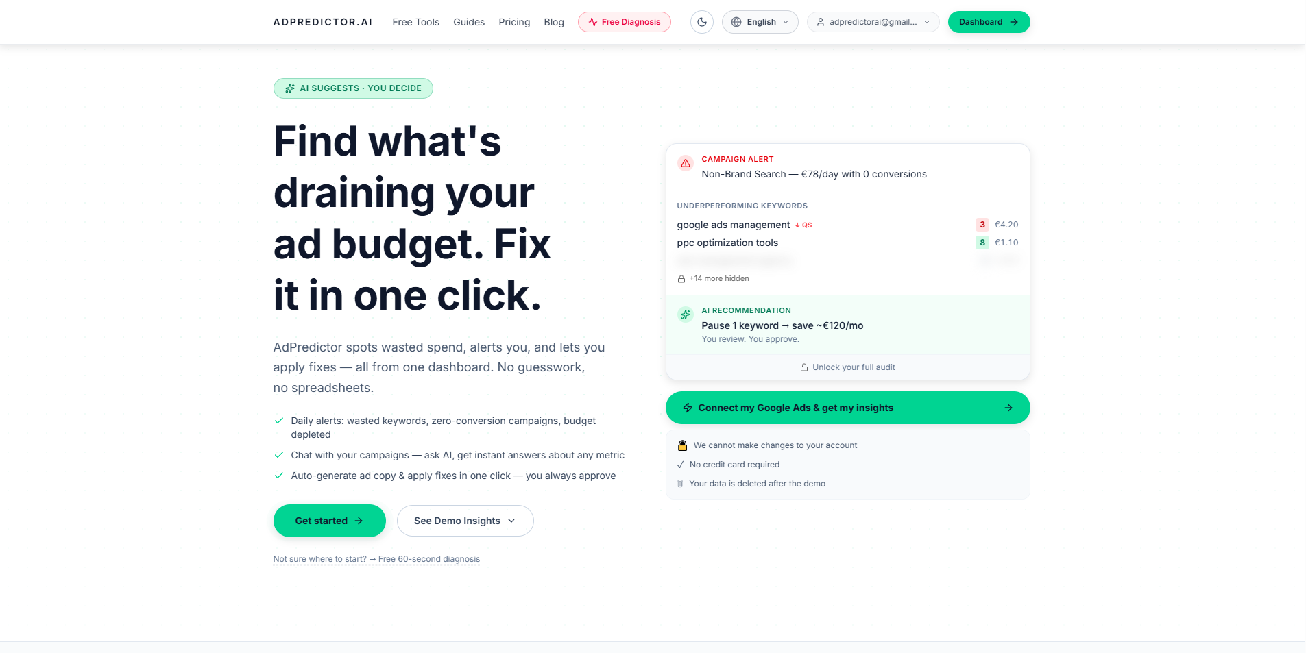 Adpredictor AI - Screenshot 2 showing product features and functionality