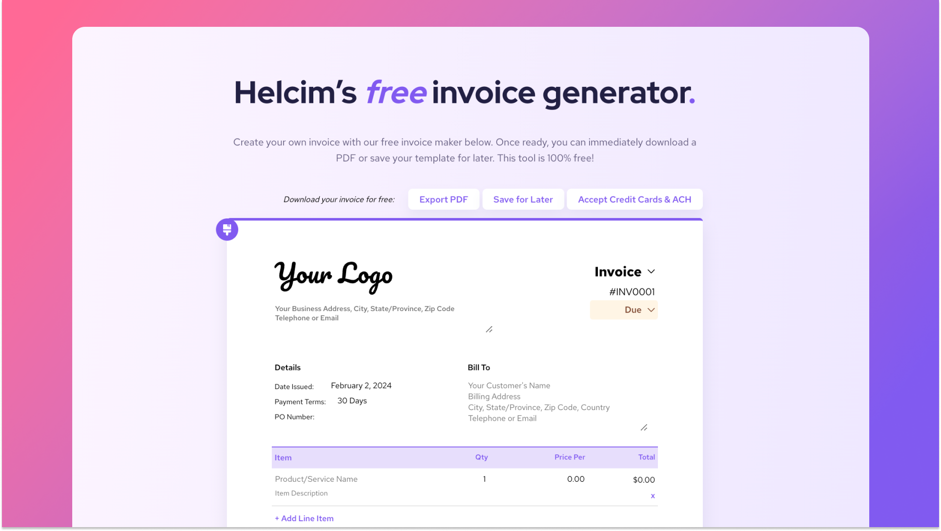 Media Penjana invois percuma helcim - Buat invois anda sendiri dengan penjana invois percuma 100% kami 2