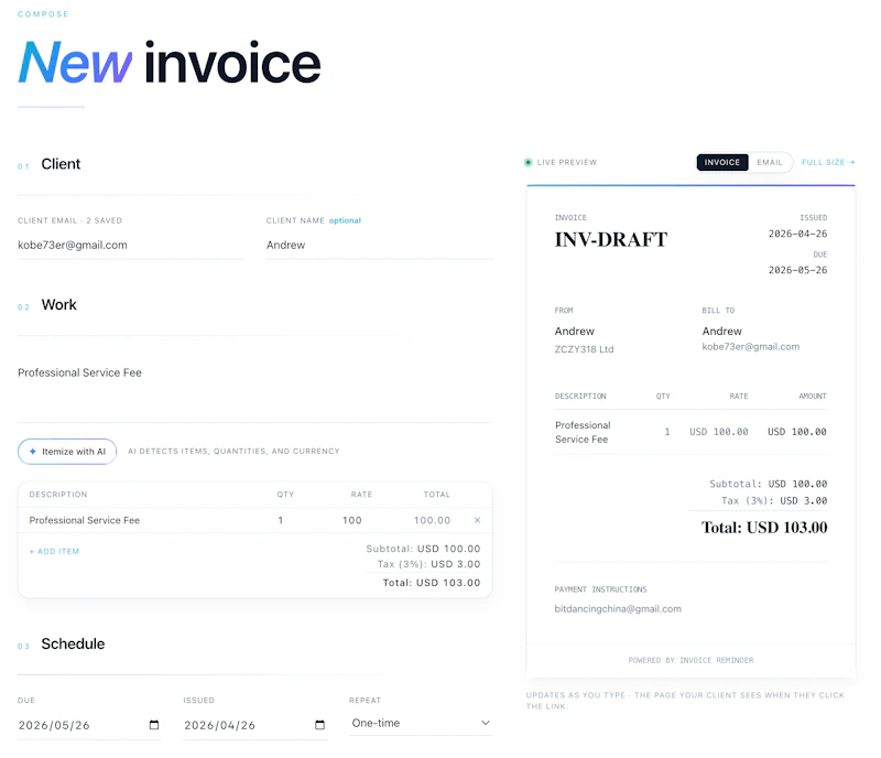 Invoice Reminder screenshot 4