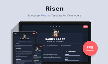 Risen - FREE Resume Template For Devs gallery image