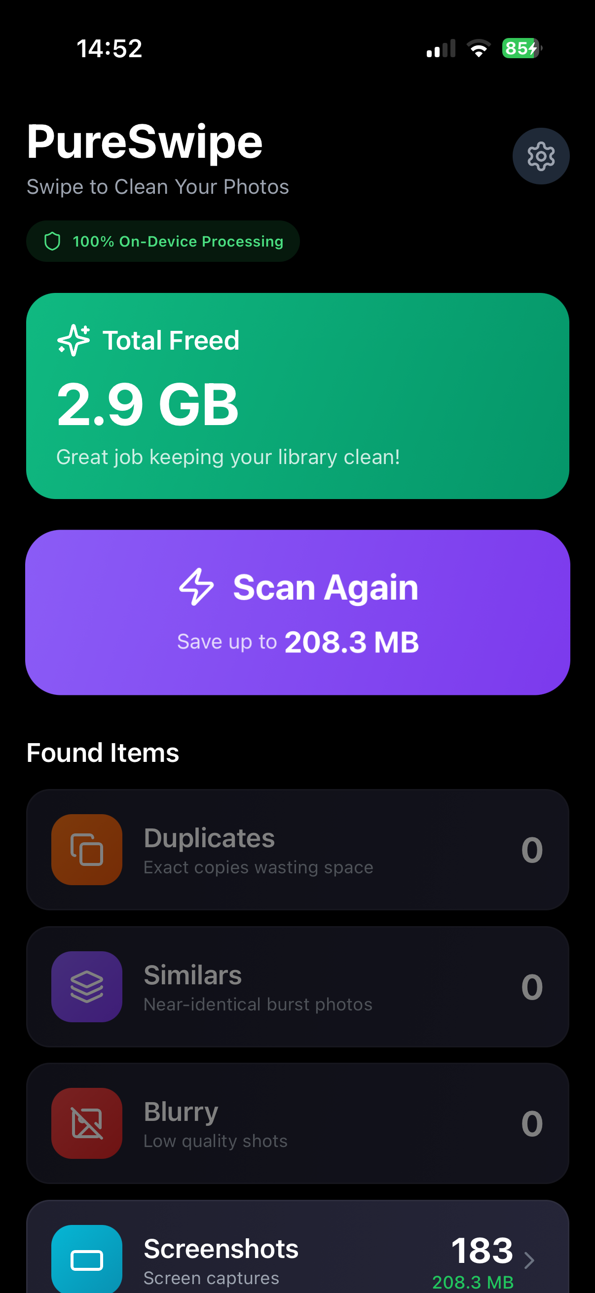 PureSwipe - Swipe to clean your photos - Screenshot 4 showing product features and functionality