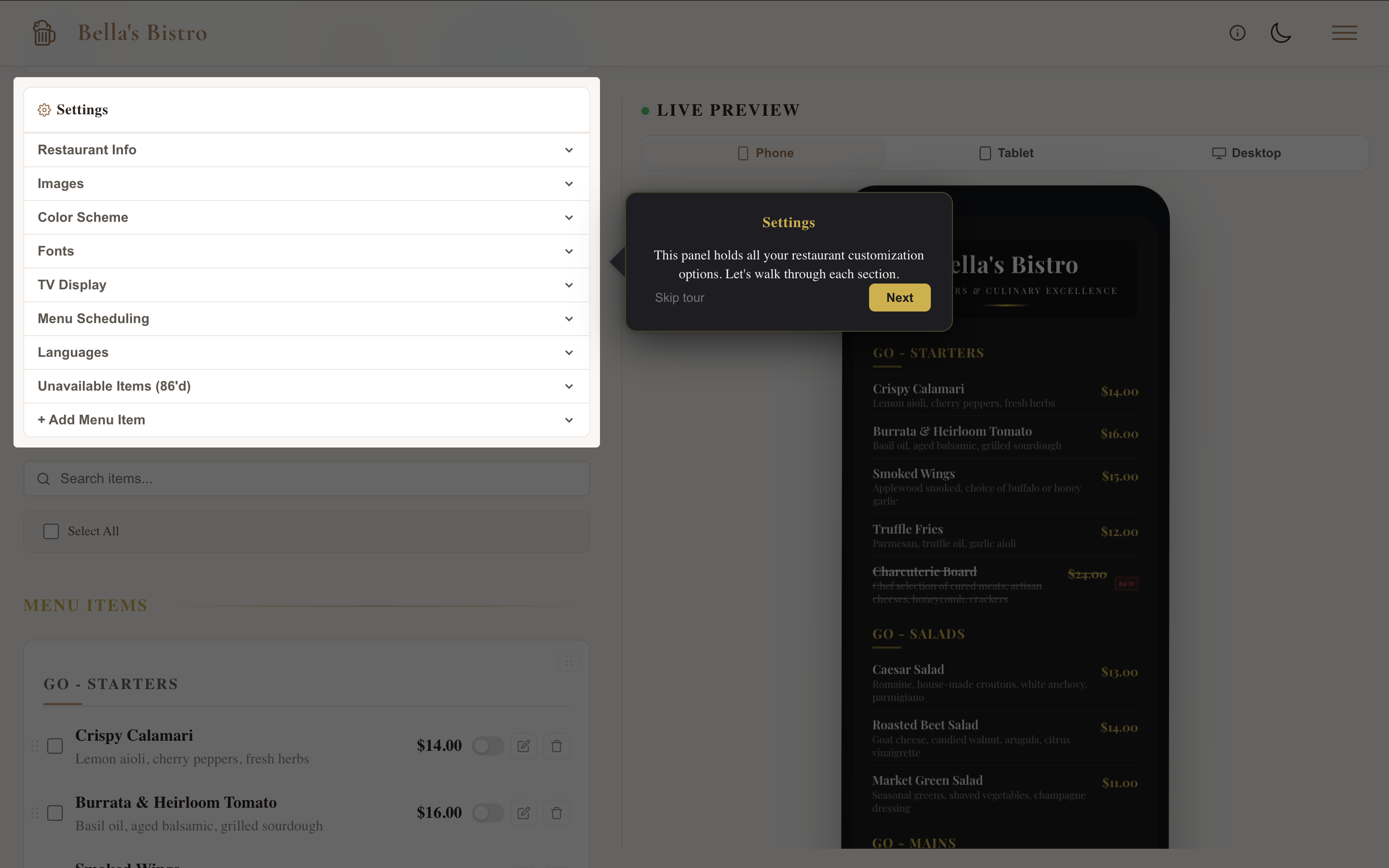 Live Digital Menu Boards for Restaurants gallery image