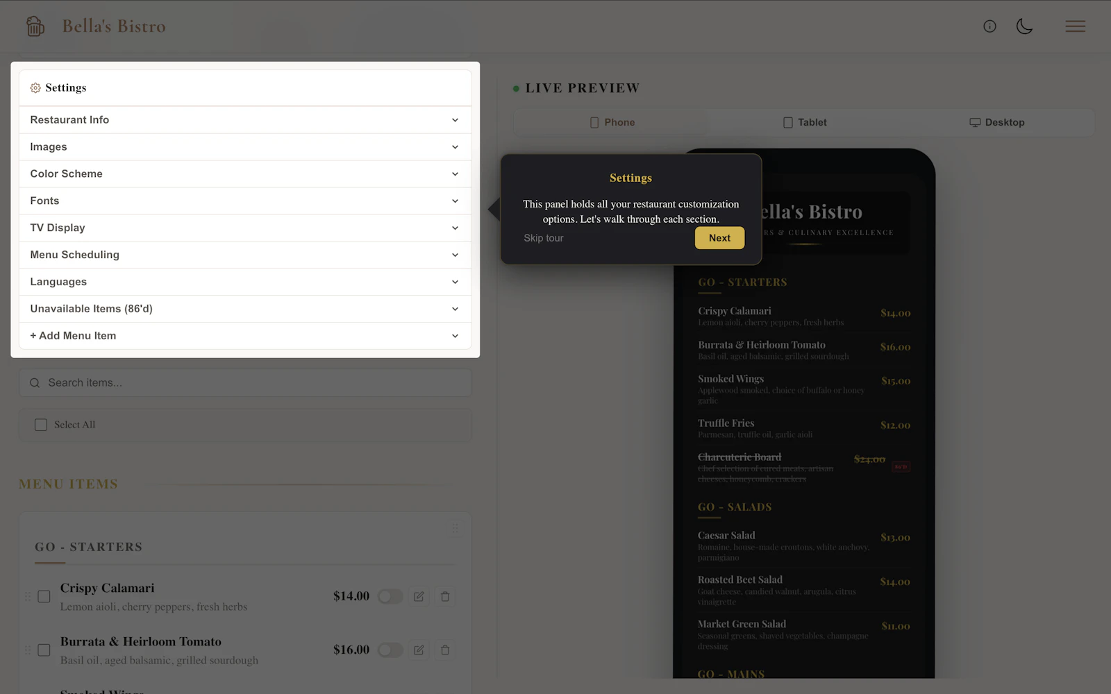 Live Digital Menu Boards for Restaurants screenshot 4
