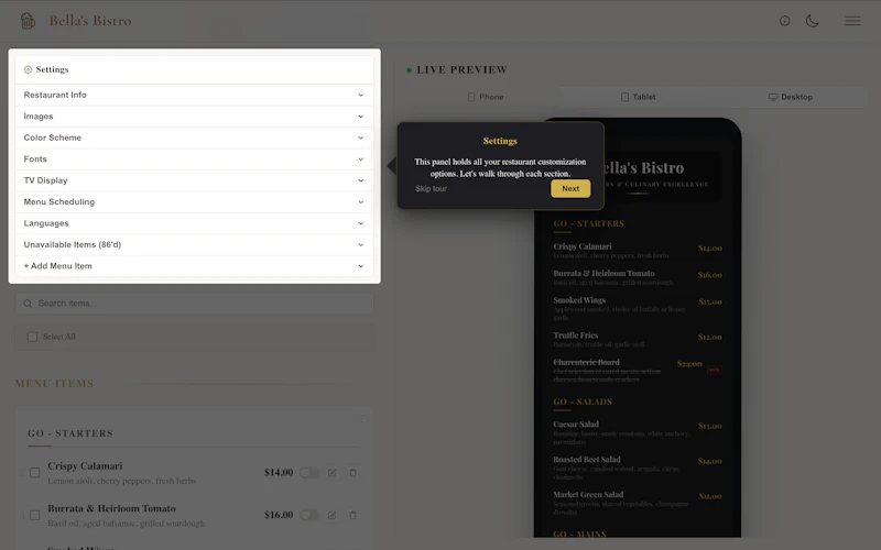 Live Digital Menu Boards for Restaurants screenshot 4