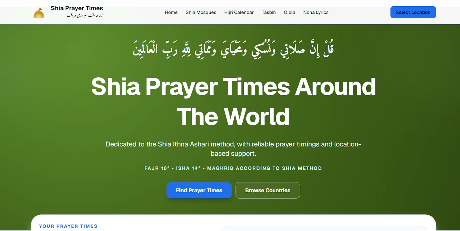 Shia Prayer Times screenshot 1