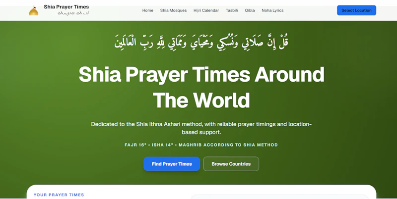 Shia Prayer Times screenshot 1