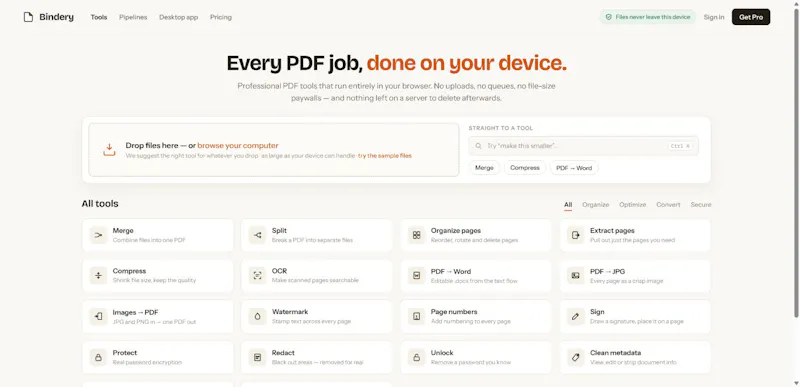 Bindery screenshot 1