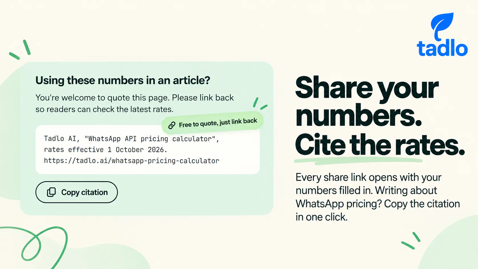 WhatsApp Pricing Calculator by Tadlo AI gallery image
