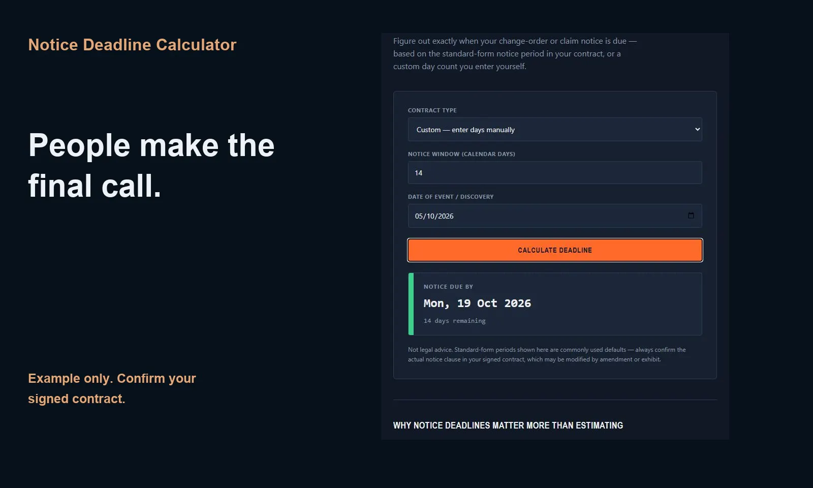 ScopeLedger Notice Deadline Calculator gallery image