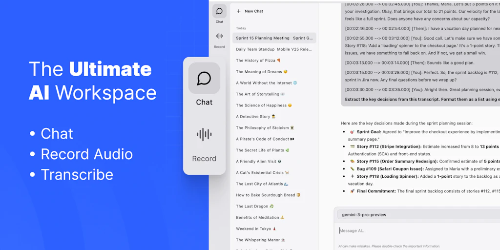 Silkwave:支援裝置端聊天、錄音與轉錄的 AI 工作空間 (自攜金鑰)