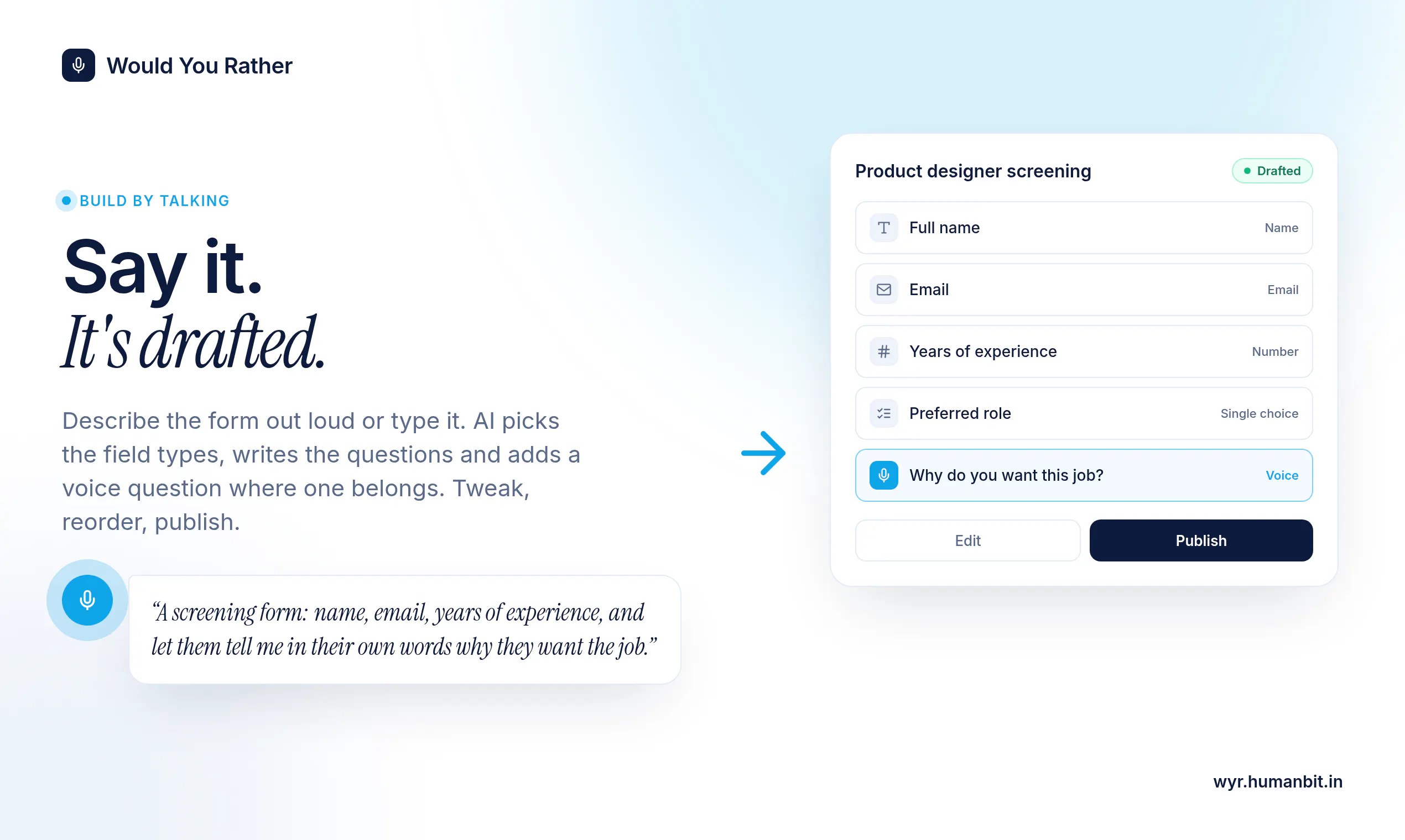 Would You Rather : A form that listens gallery image