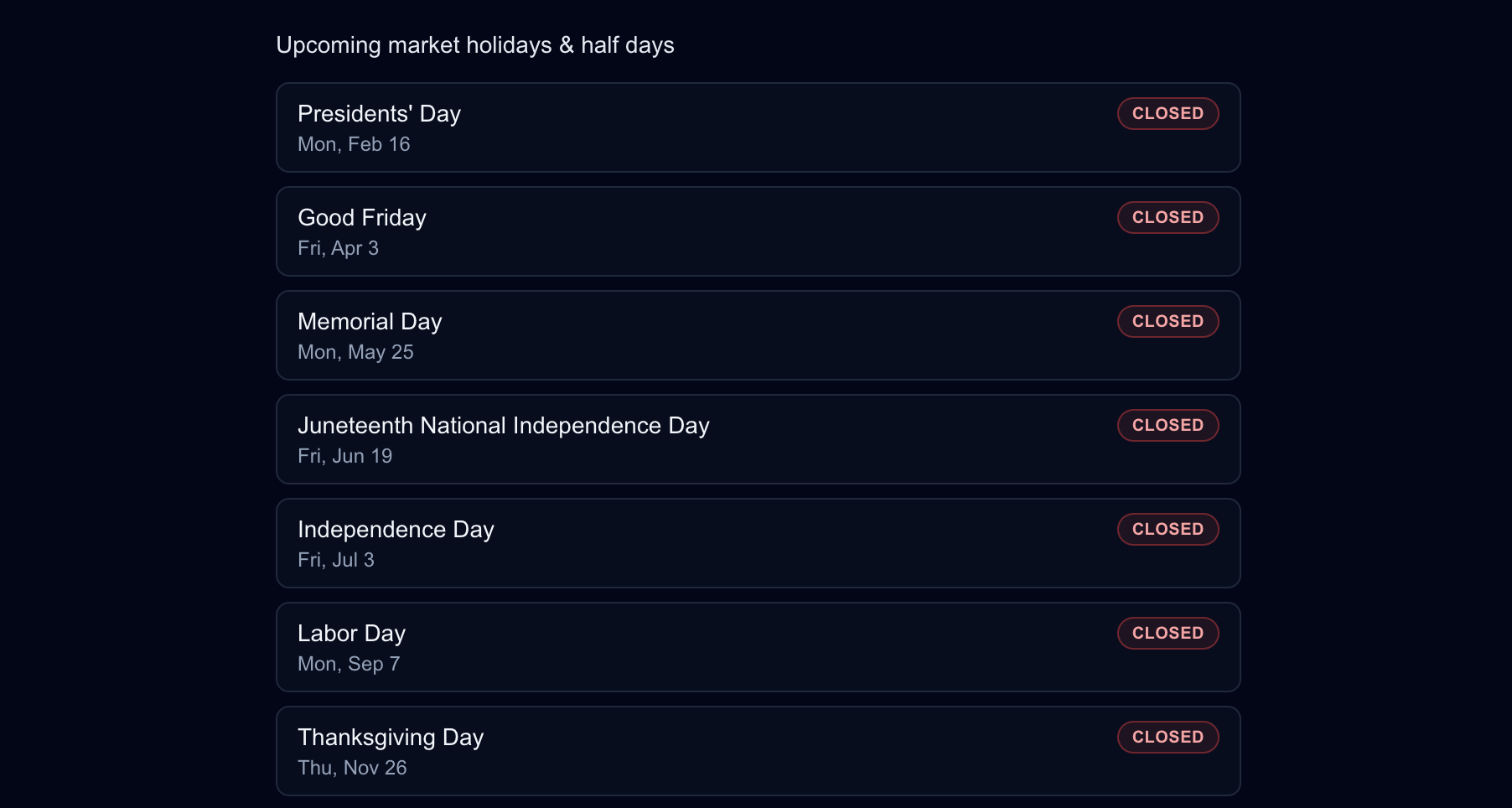 How Many Trading Days - Screenshot 2 showing product features and functionality