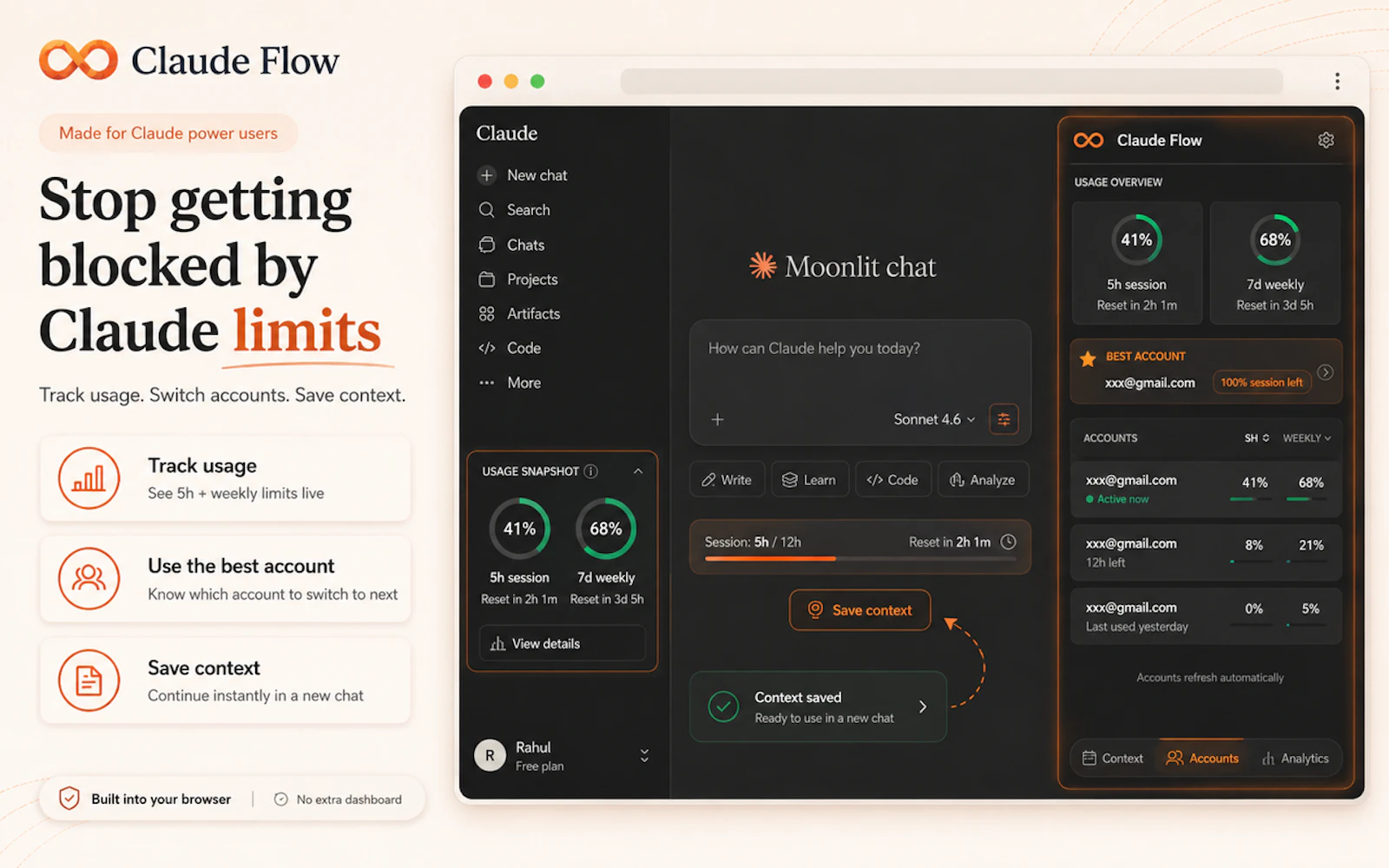Claude Usage tracker, context flow screenshot 2
