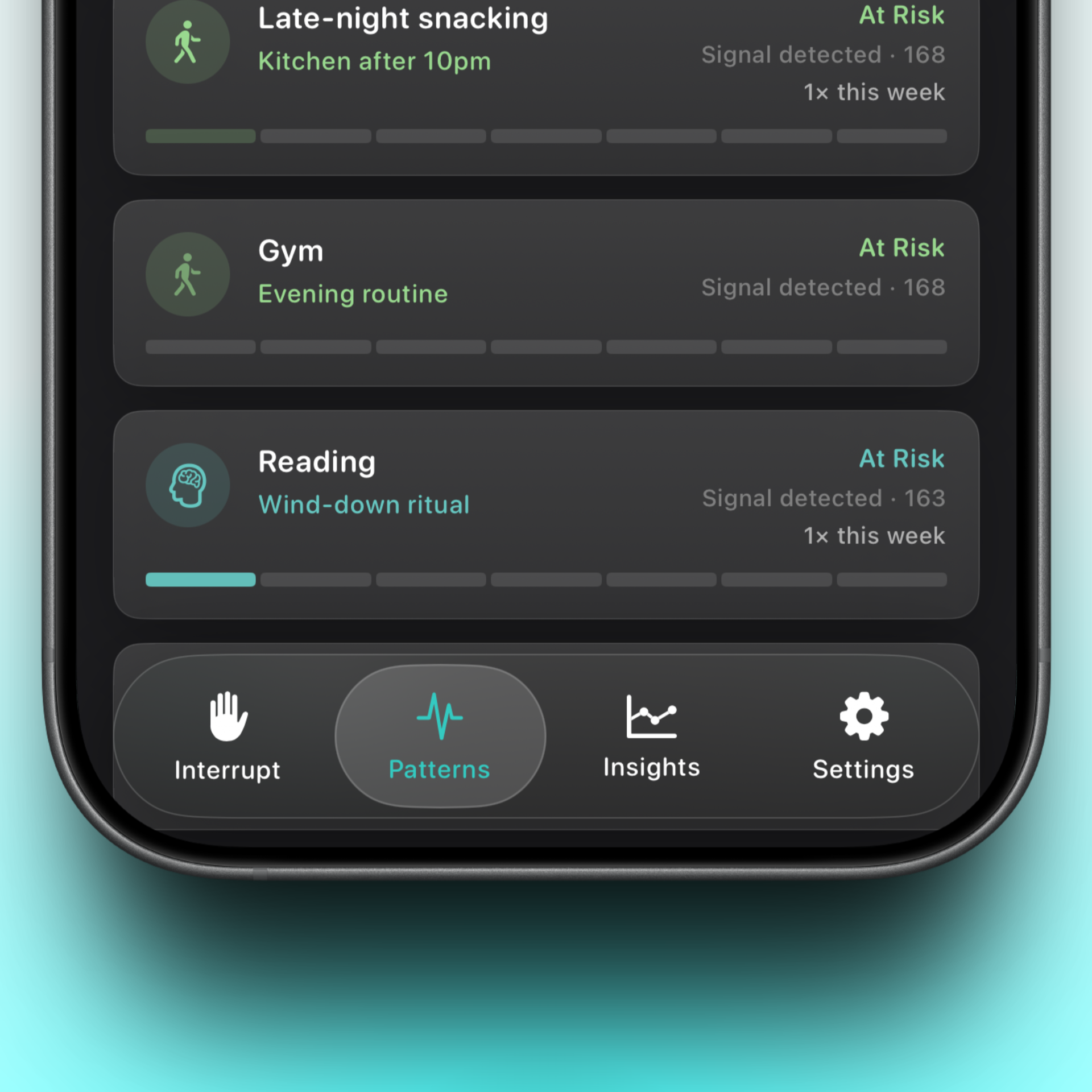 Interruptly: Pattern & Habit Tracker - Screenshot 3 showing product features and functionality