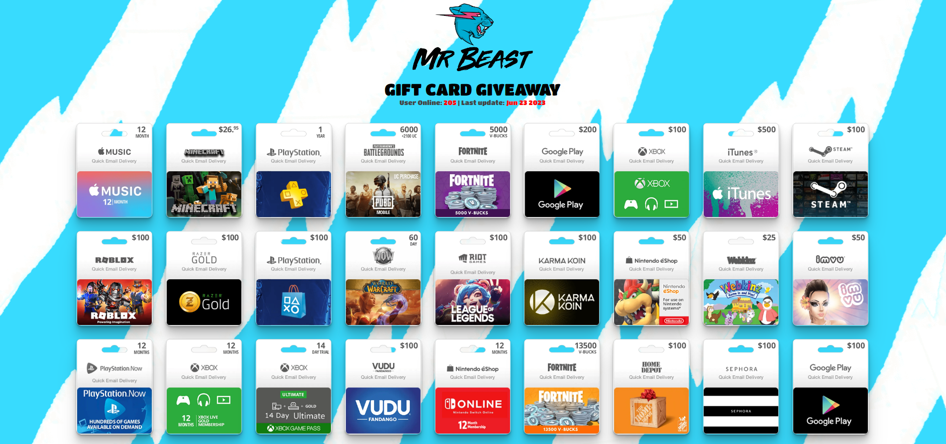 기프트 카드 mrbeast