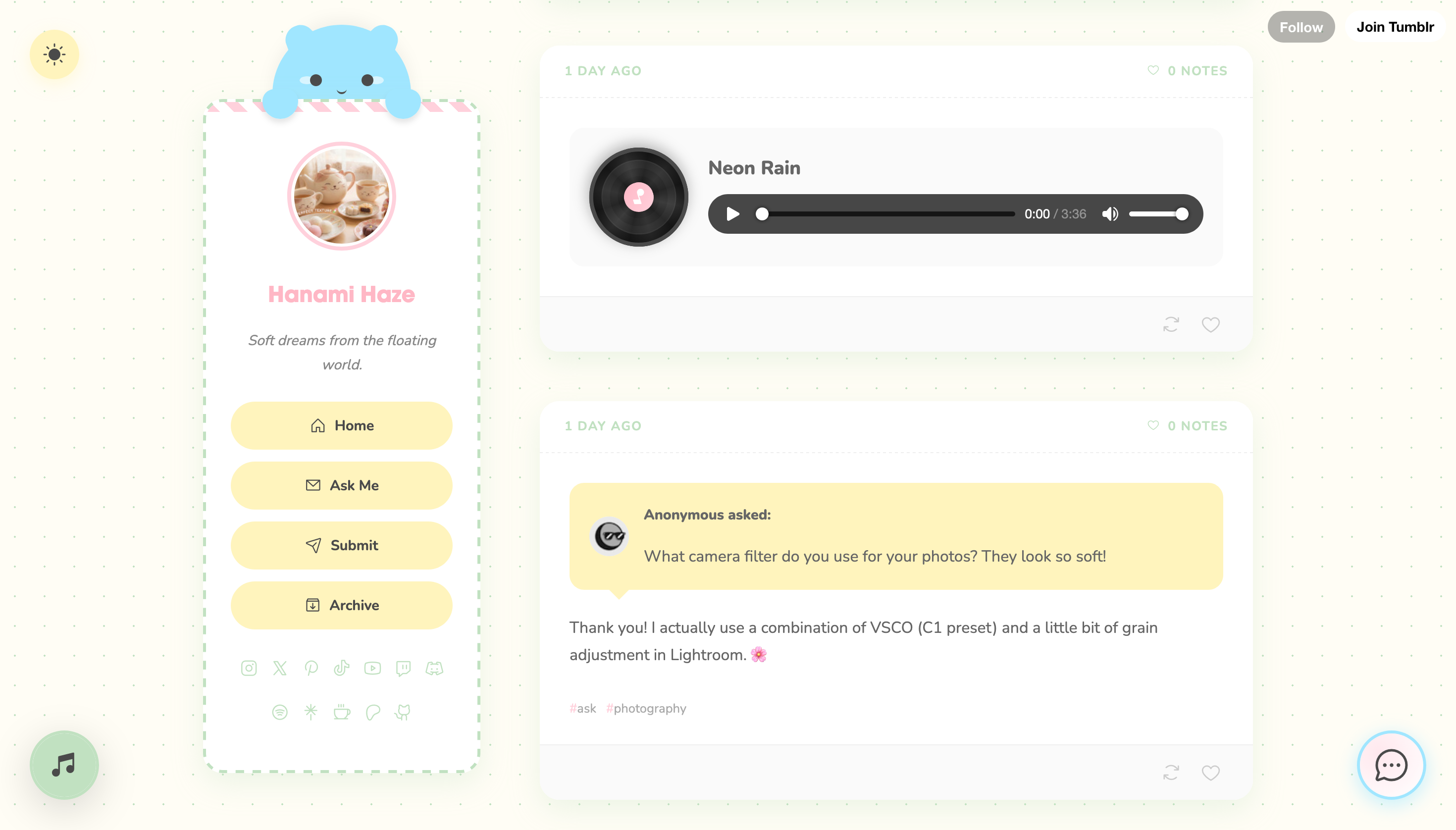 Hanami Haze Tumblr Theme gallery image