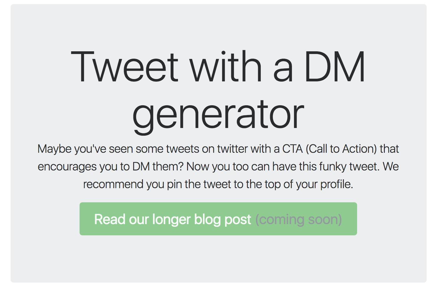 Direct message call to action in a tweet gallery image